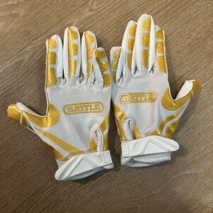 Youth football unisex Gold and White Gloves